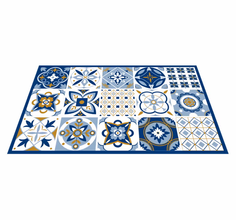 Blue Large Square tile vinyl rug - TenStickers