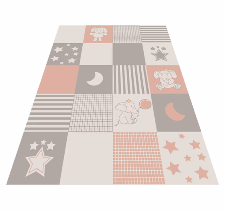 Patchwork Elephant Playground kids vinyl rug - TenStickers