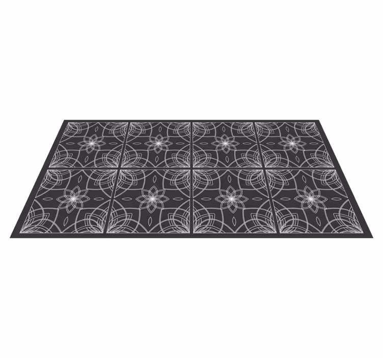 Floral Outline vinyl rug flowers - TenStickers