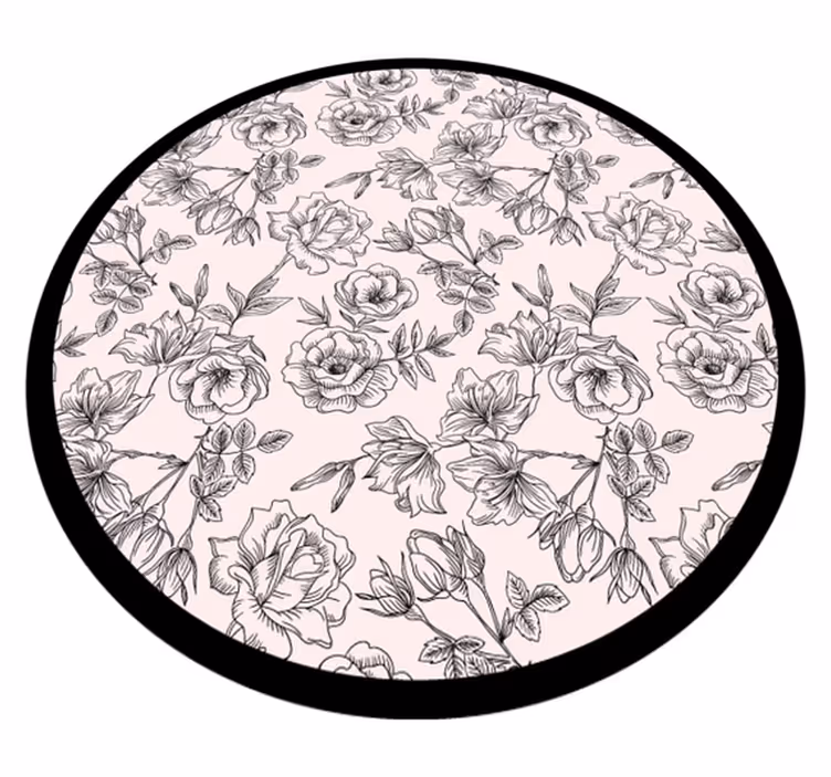 Floral Pattern Circle vinyl rug flowers - TenStickers