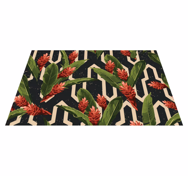 Botanical Geometric vinyl rug flowers - TenStickers