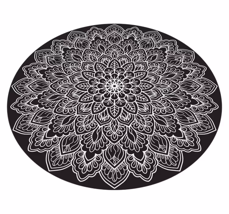 Elegant Monochrome Concept mandala vinyl rug - TenStickers