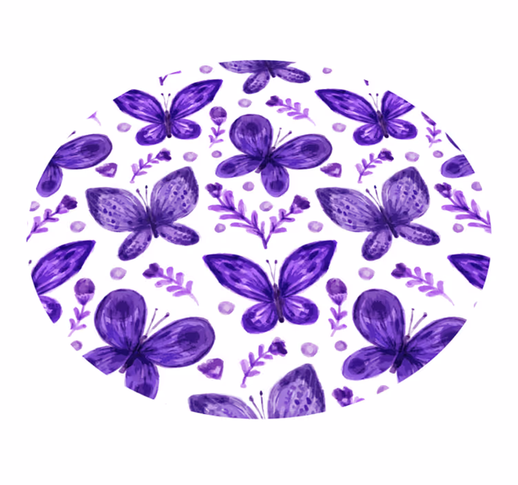 Butterfly Circle Pattern vinyl rug flowers - TenStickers