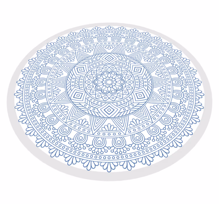 Dark blue and white mandala vinyl rug - TenStickers