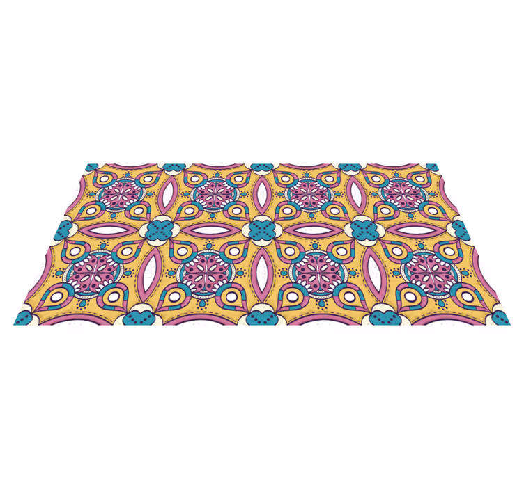 Floral Motif Ensemble vinyl rug flowers - TenStickers