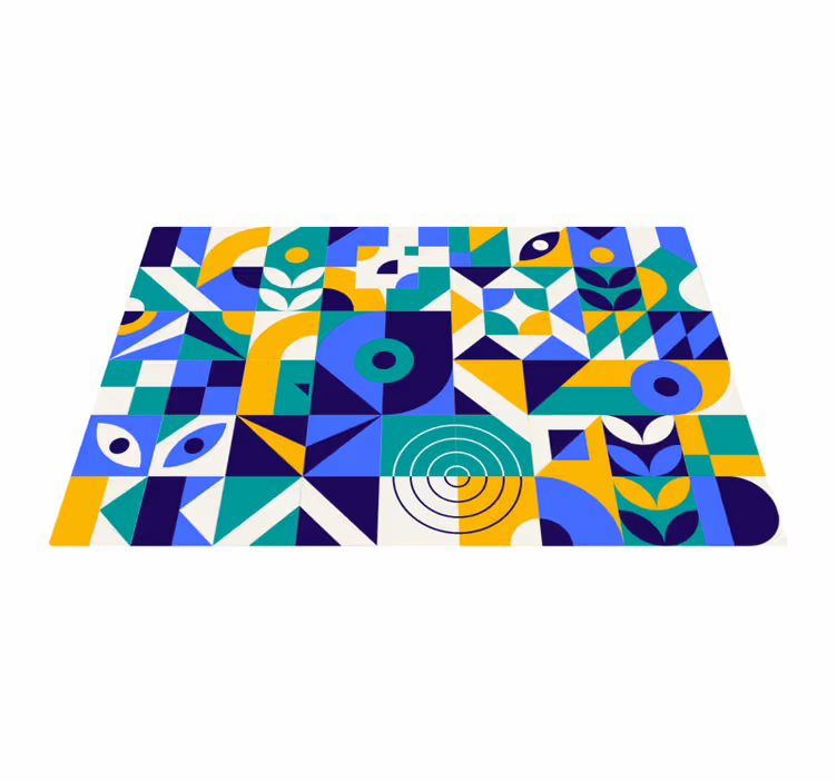 Vivid geometric patterns geometric vinyl rug - TenStickers