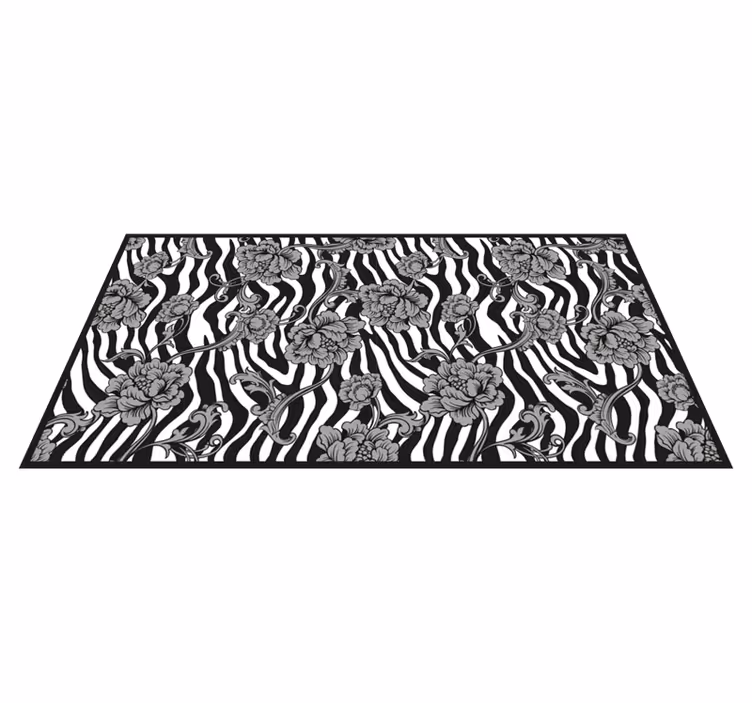 Botanical Contrast vinyl rug flowers - TenStickers
