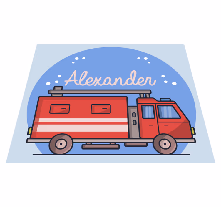 Personalized Firetruck custom vinyl rug - TenStickers