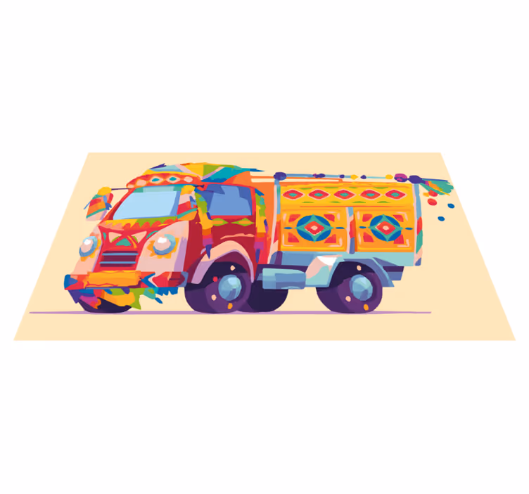 Colorful Truck Illustration vinyl rug - TenStickers