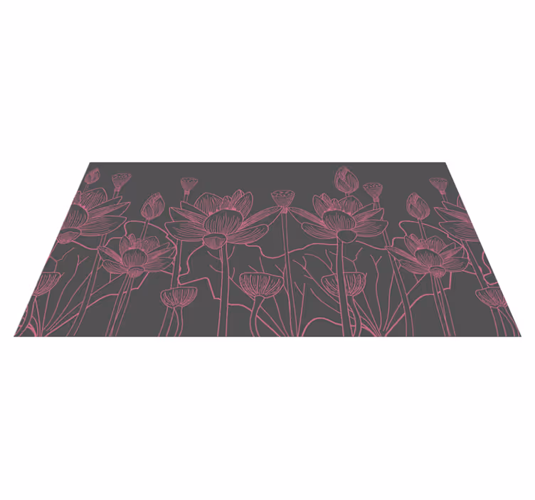 Floral Contour Sketch vinyl rug flowers - TenStickers