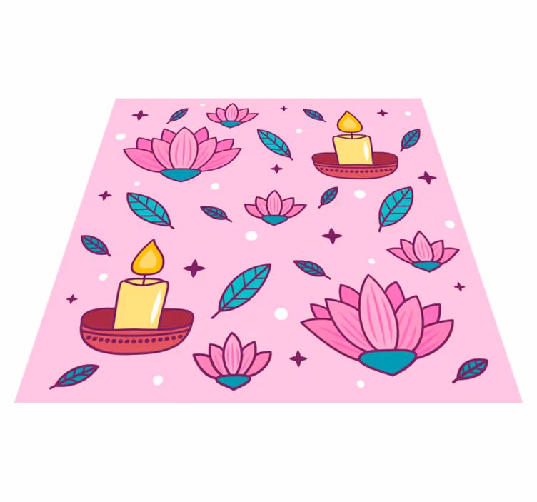 Lotus Blossom Ambience vinyl rug flowers - TenStickers