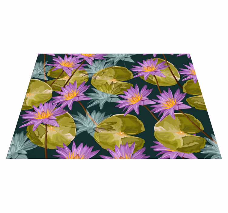 Botanical Waterlilies vinyl rug flowers - TenStickers