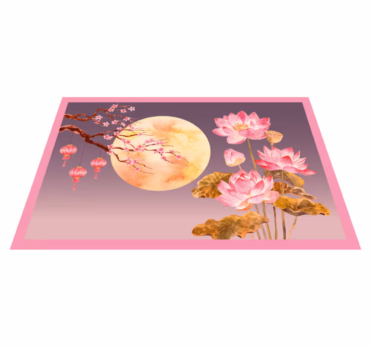 Floral Moonlight vinyl rug flowers - TenStickers