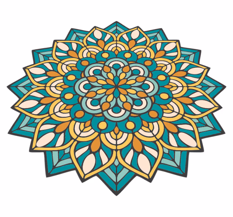 Complex colorful motif mandala vinyl rug - TenStickers