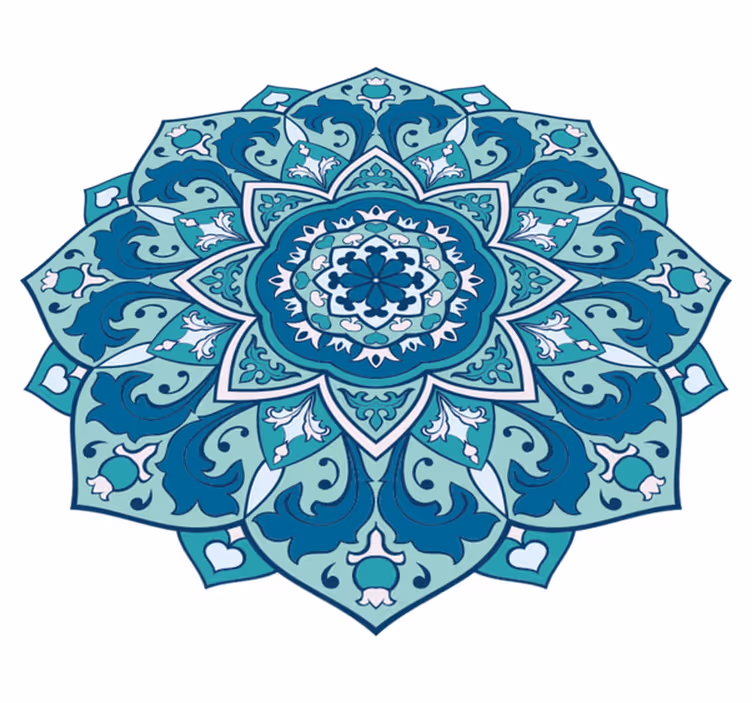 Blue patterned mandala vinyl rug - TenStickers