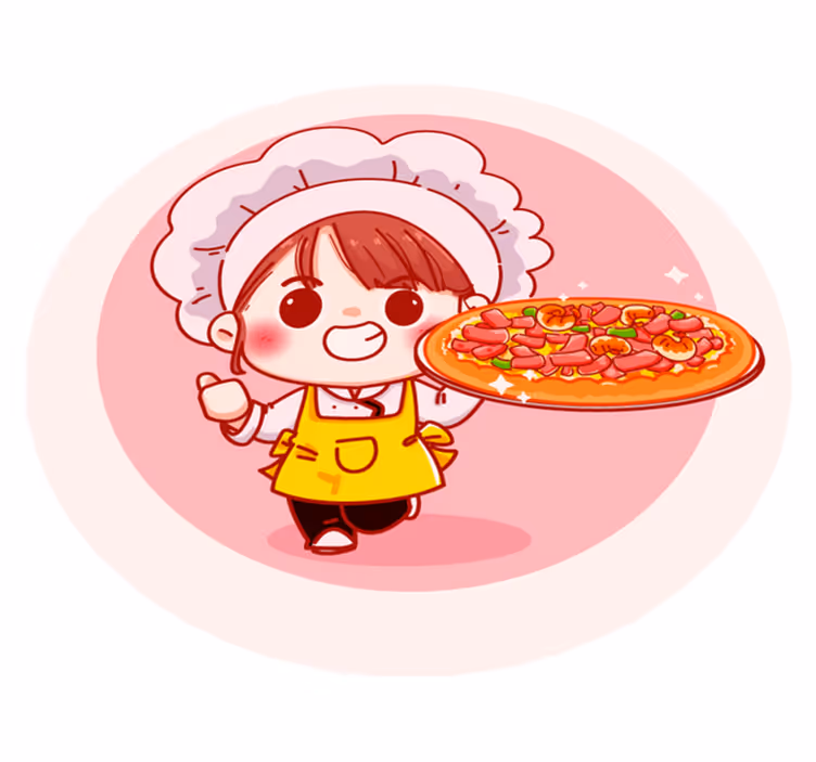 Cartoon chef round kitchen floor tiles - TenStickers