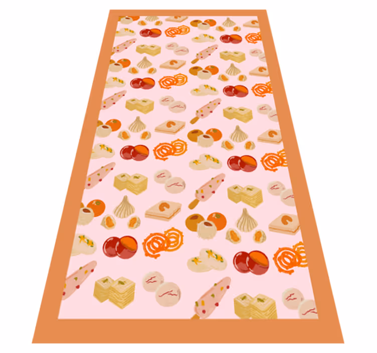 Indian cuisine cartoon kitchen floor tiles - TenStickers