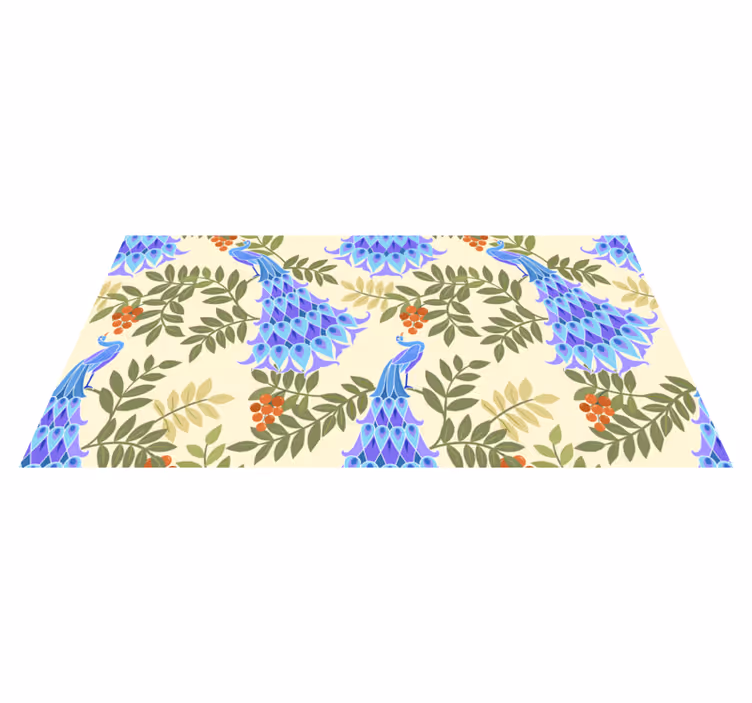 Floral Peacock Theme vinyl rug flowers - TenStickers