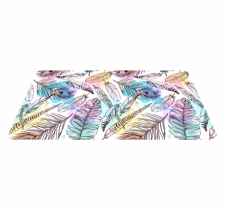 Feather Motif vinyl rug flowers - TenStickers