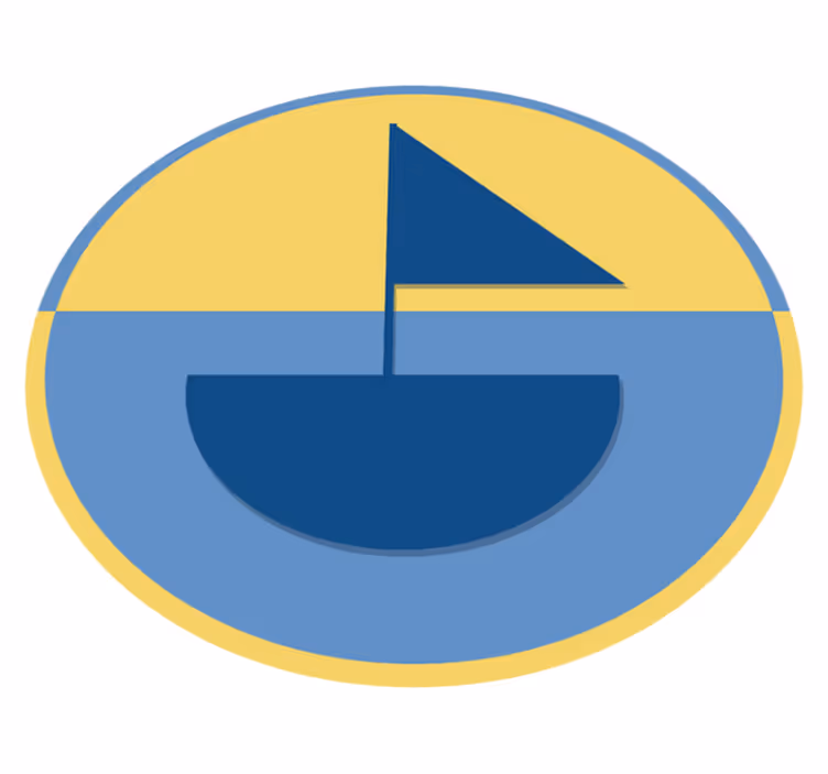 Geometric vinyl rug with sailboat design - TenStickers