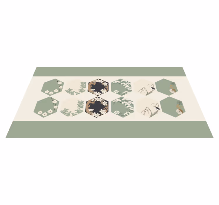 Floral Hexagons vinyl rug flowers - TenStickers