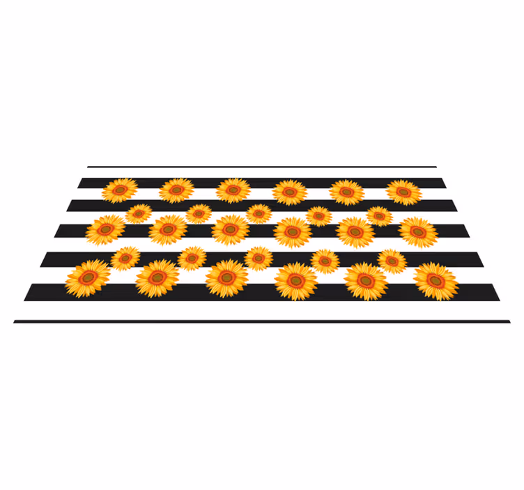 Sunflower Stripes vinyl rug flowers - TenStickers