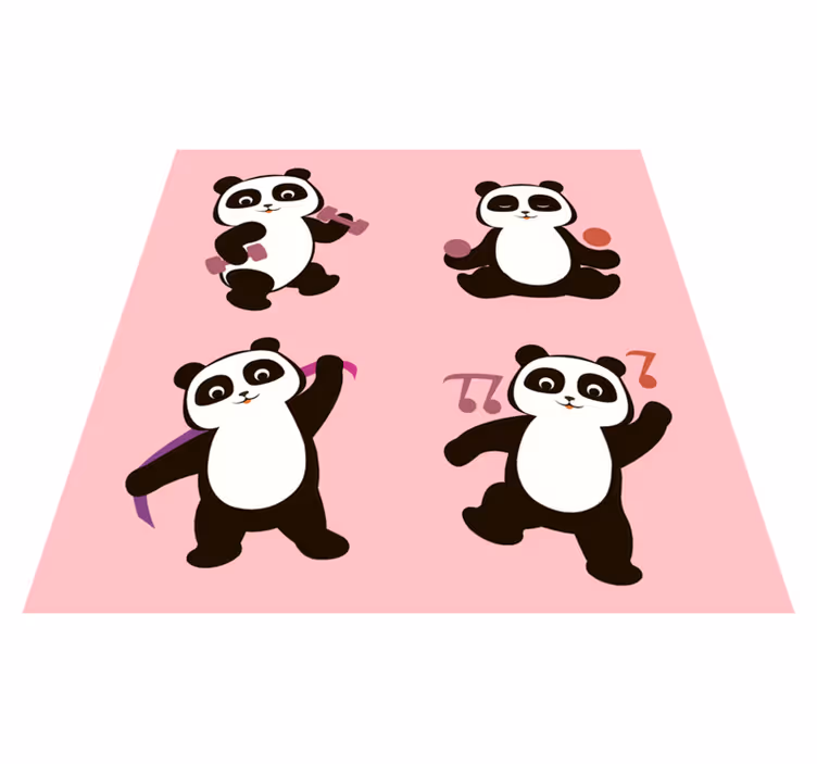 Panda Dance Motif kids vinyl rug - TenStickers