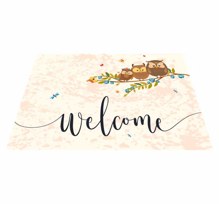 Welcoming Owls Graphic animal vinyl rug - TenStickers