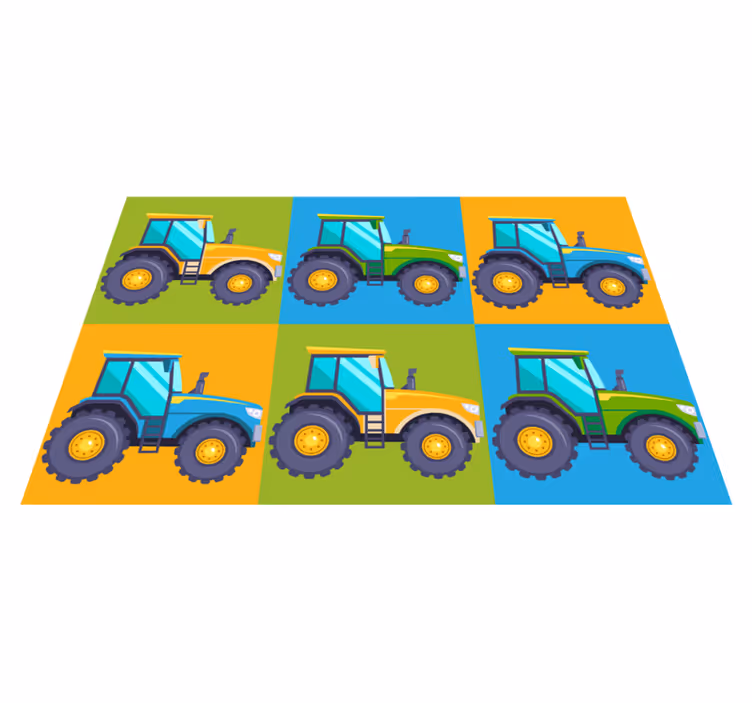 Colorful Tractor Squares vinyl rug - TenStickers
