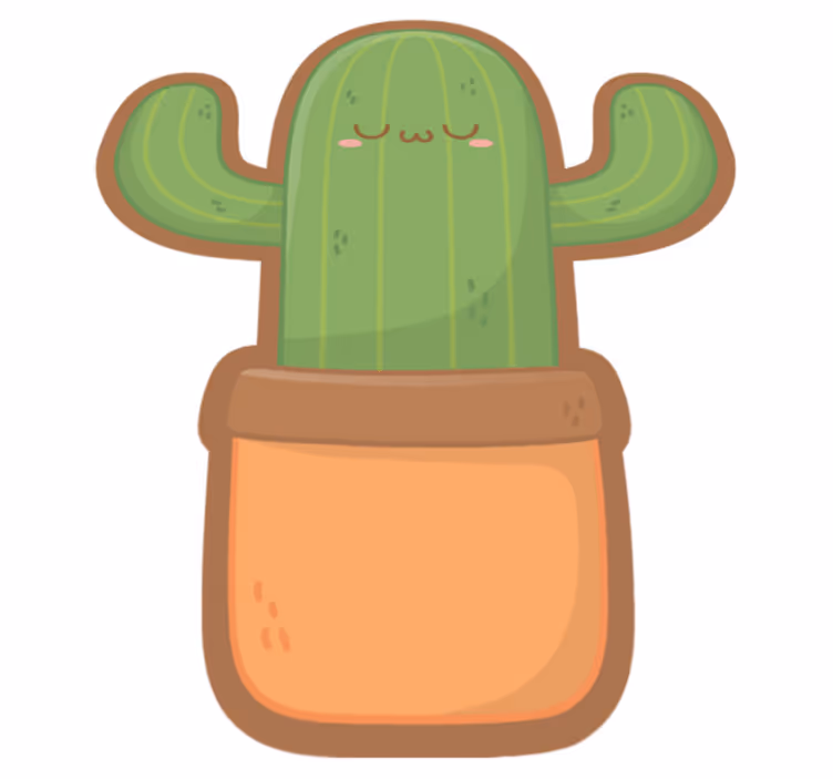 Cute Cactus Illustration vinyl rug flowers - TenStickers