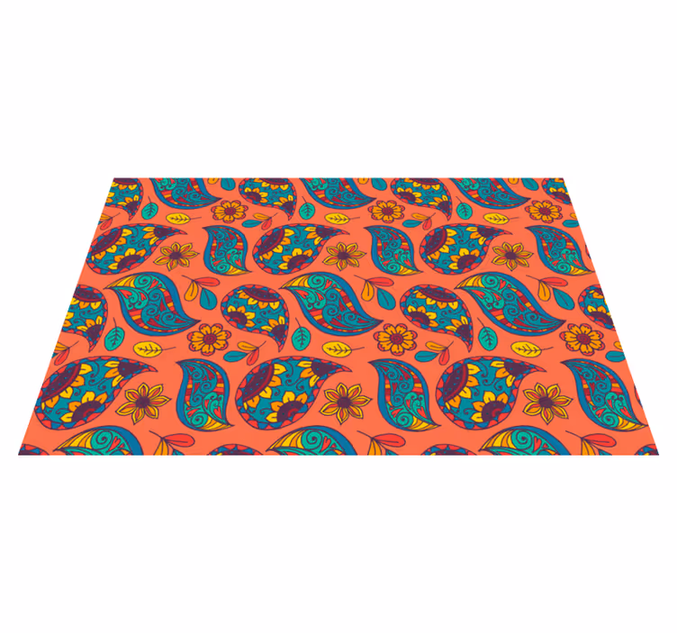 Floral Paisley Pattern vinyl rug flowers - TenStickers