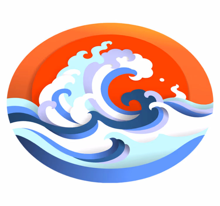 Oceanic Wave Circle nature vinyl rug - TenStickers
