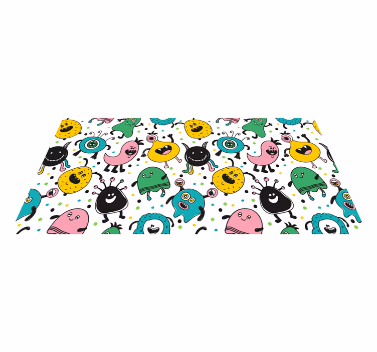 Playful Monster Illustration vinyl rug - TenStickers