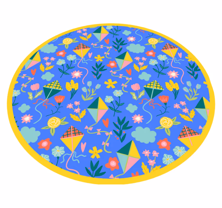 Floral Kite Motif vinyl rug flowers - TenStickers