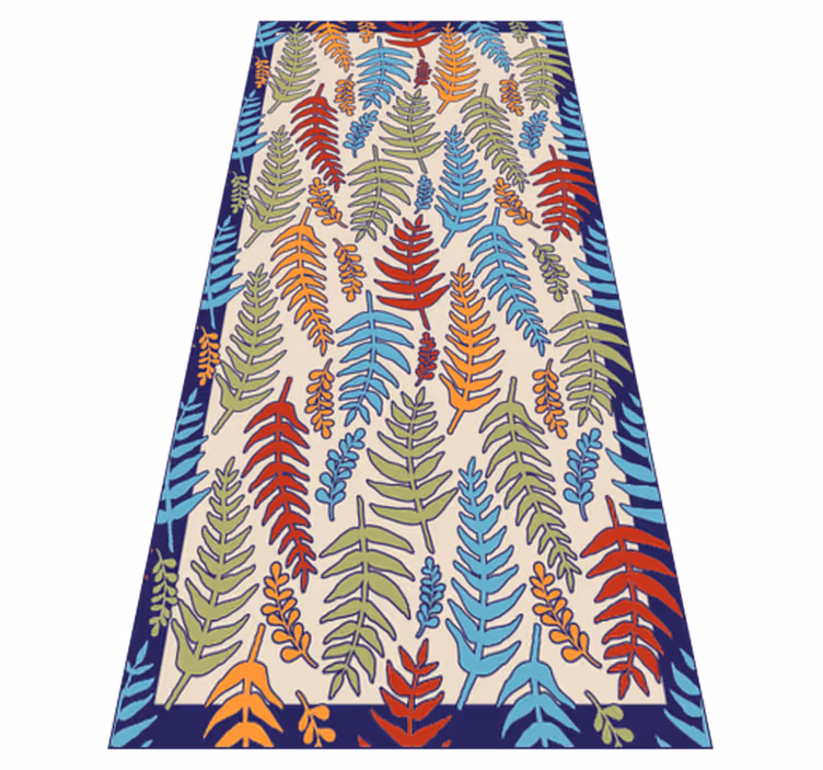 Botanical Stripes vinyl rug flowers - TenStickers