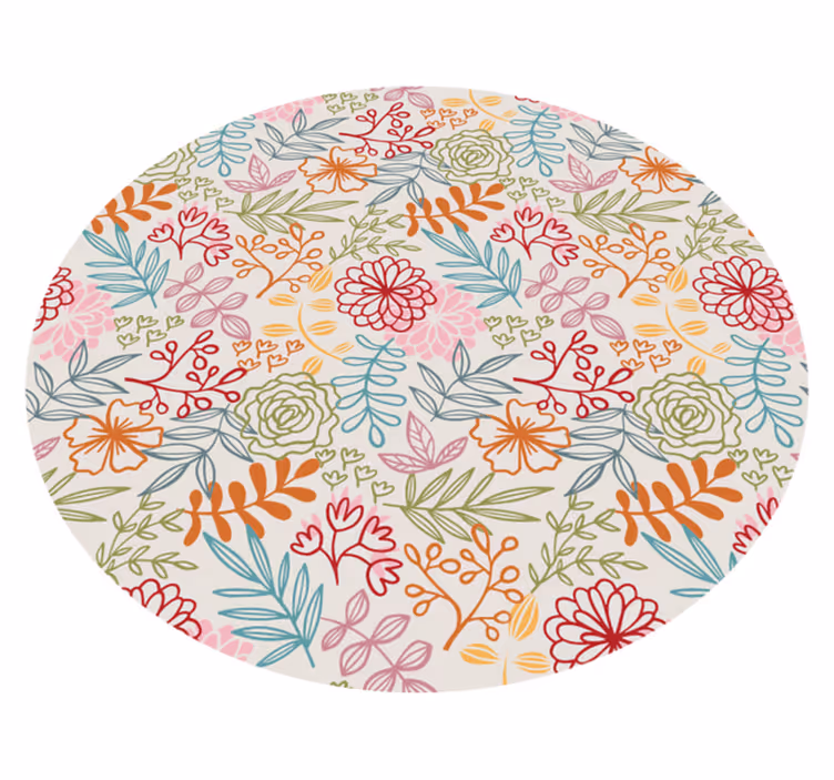 Floral Pastel Palette vinyl rug flowers - TenStickers