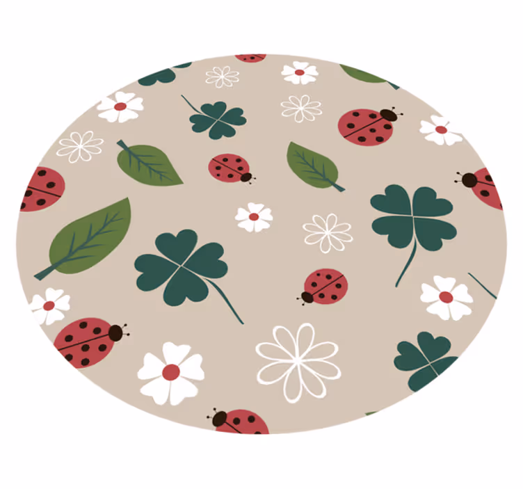 Springtime Ladybugs vinyl rug flowers - TenStickers