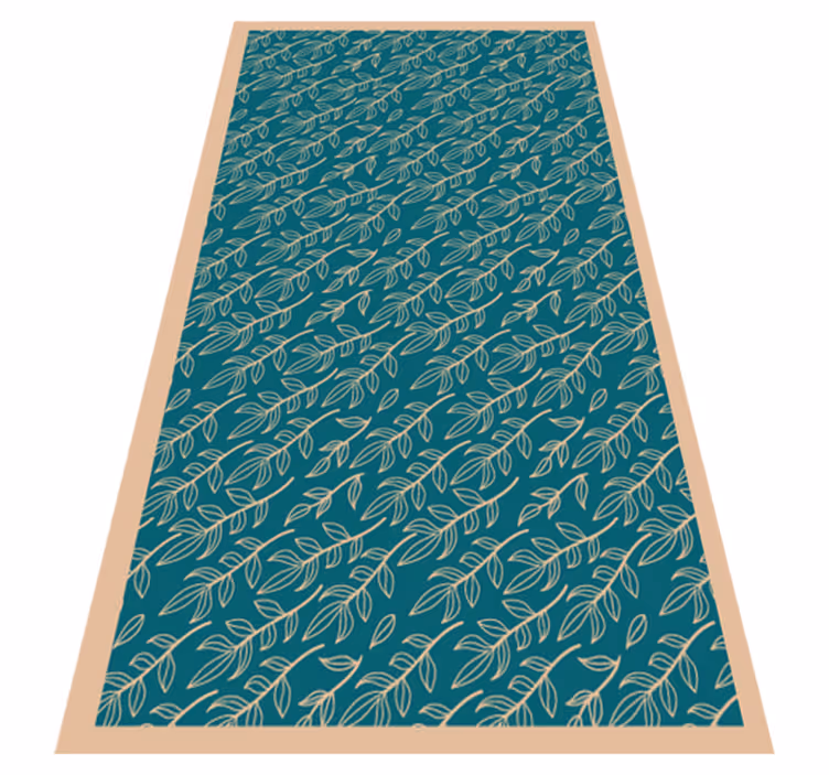 Blue floral pattern nordic vinyl rug - TenStickers