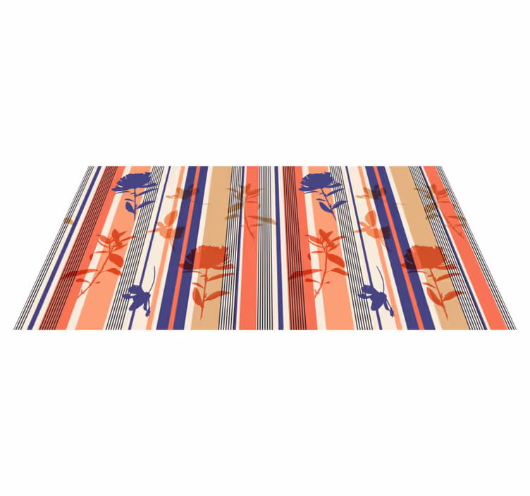 STRIPED FLORAL PATTERN vinyl rug flowers - TenStickers