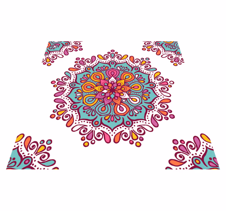 Colorful Intricate Pattern mandala vinyl rug - TenStickers