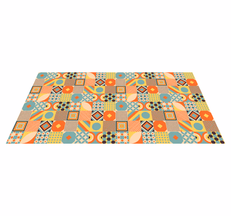 Lively tile concept geometric vinyl rug - TenStickers