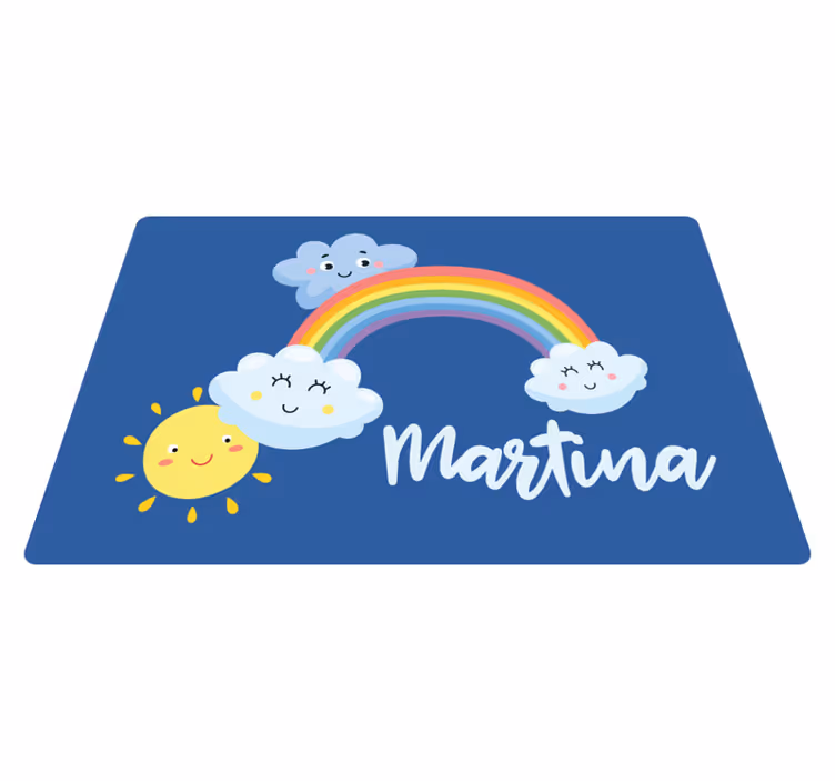 Rainbow and clouds personalised mat - TenStickers