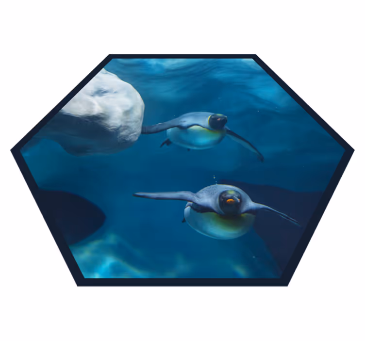 Penguin swimming scene animal vinyl rug - TenStickers