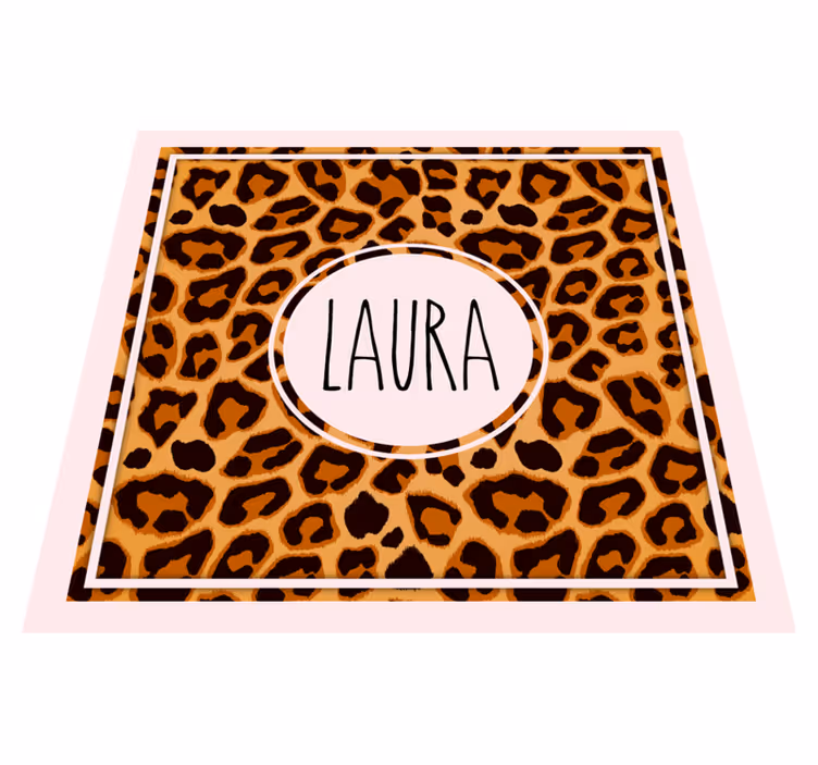 Leopard pattern with name teenage bedroom vinyl rug - TenStickers