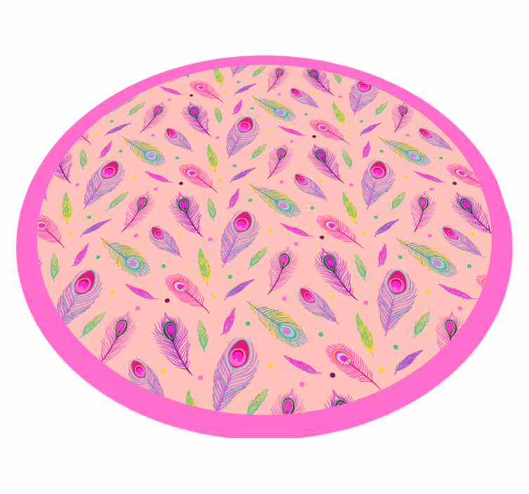 Pink peacock feather animal rug - TenStickers