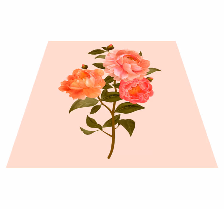Peony arrangement vinyl rug flowers - TenStickers