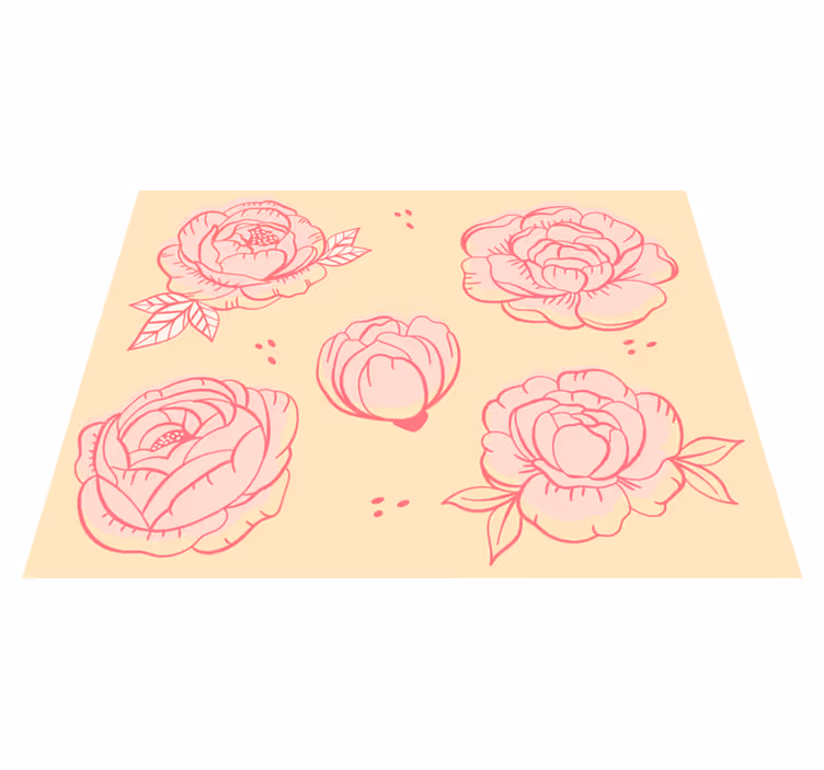 Pink Floral Motif vinyl rug flowers - TenStickers
