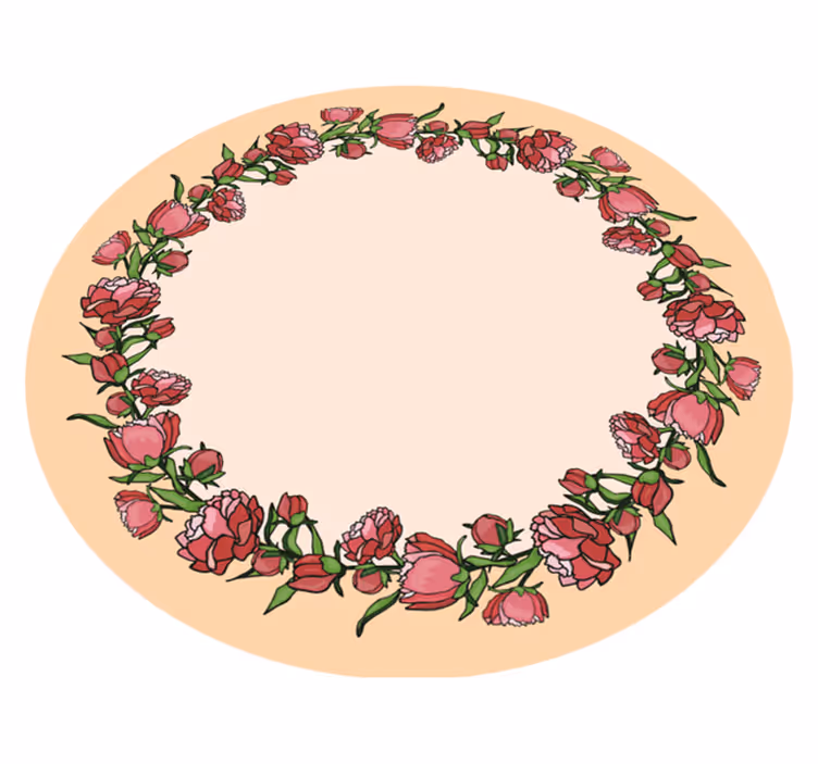 Floral Circular Accent vinyl rug flowers - TenStickers