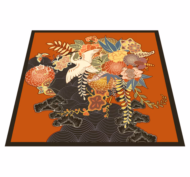 Elaborate Botanical Element vinyl rug flowers - TenStickers