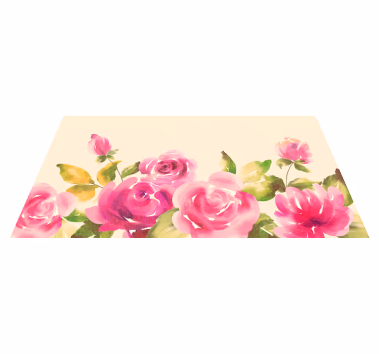 Pink floral design vinyl rug flowers - TenStickers
